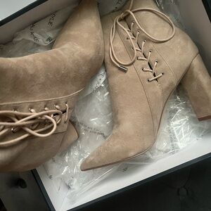 Kendall & Kylie Beige Lace-Up Boots